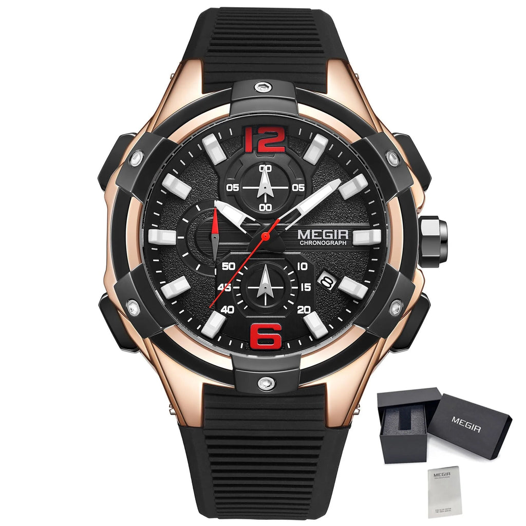 Reloj Cronógrafo MEGIR Hombre – Deportivo Militar con Luminiscencia y Fecha