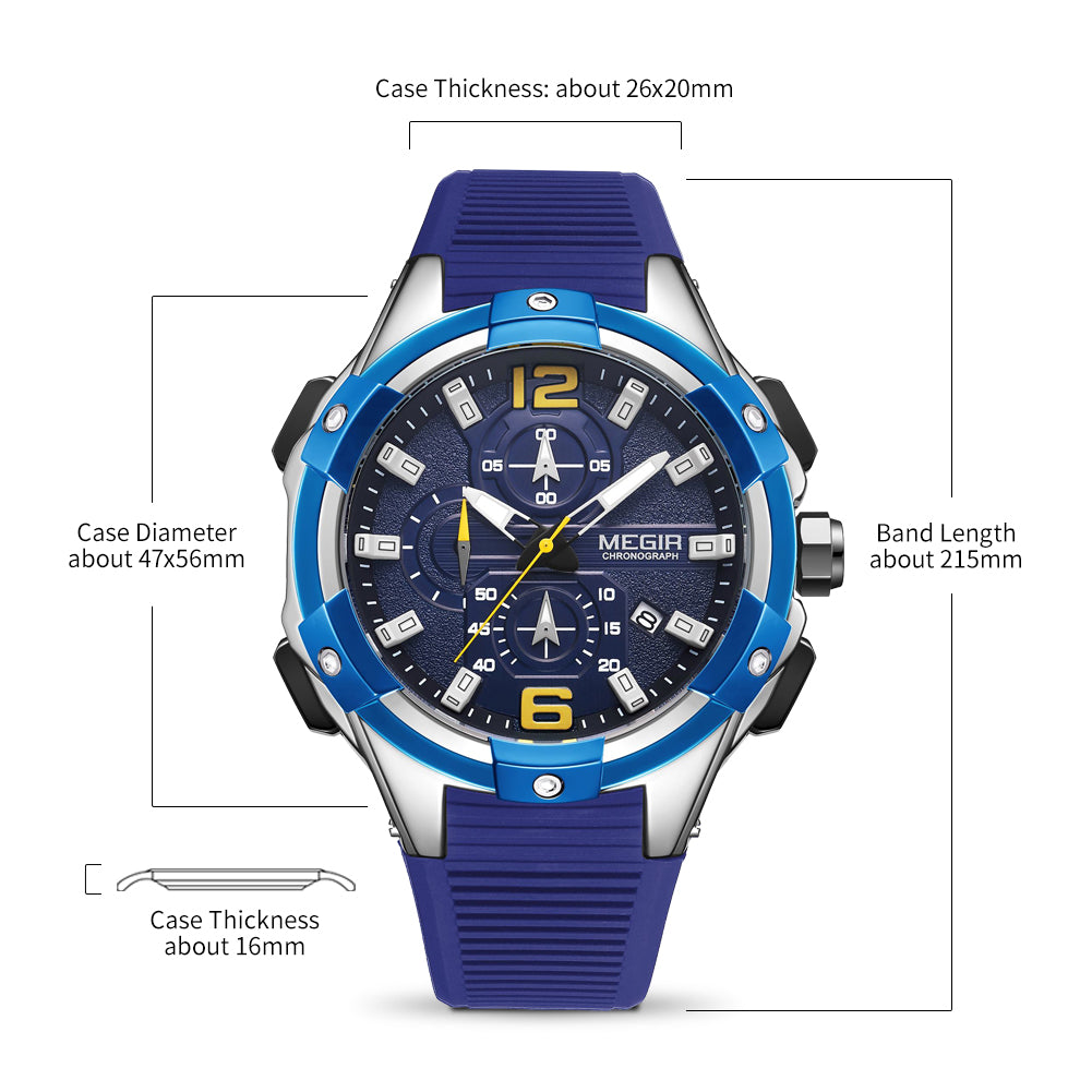 Reloj Cronógrafo MEGIR Hombre – Deportivo Militar con Luminiscencia y Fecha