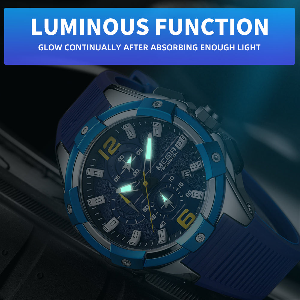 Reloj Cronógrafo MEGIR Hombre – Deportivo Militar con Luminiscencia y Fecha