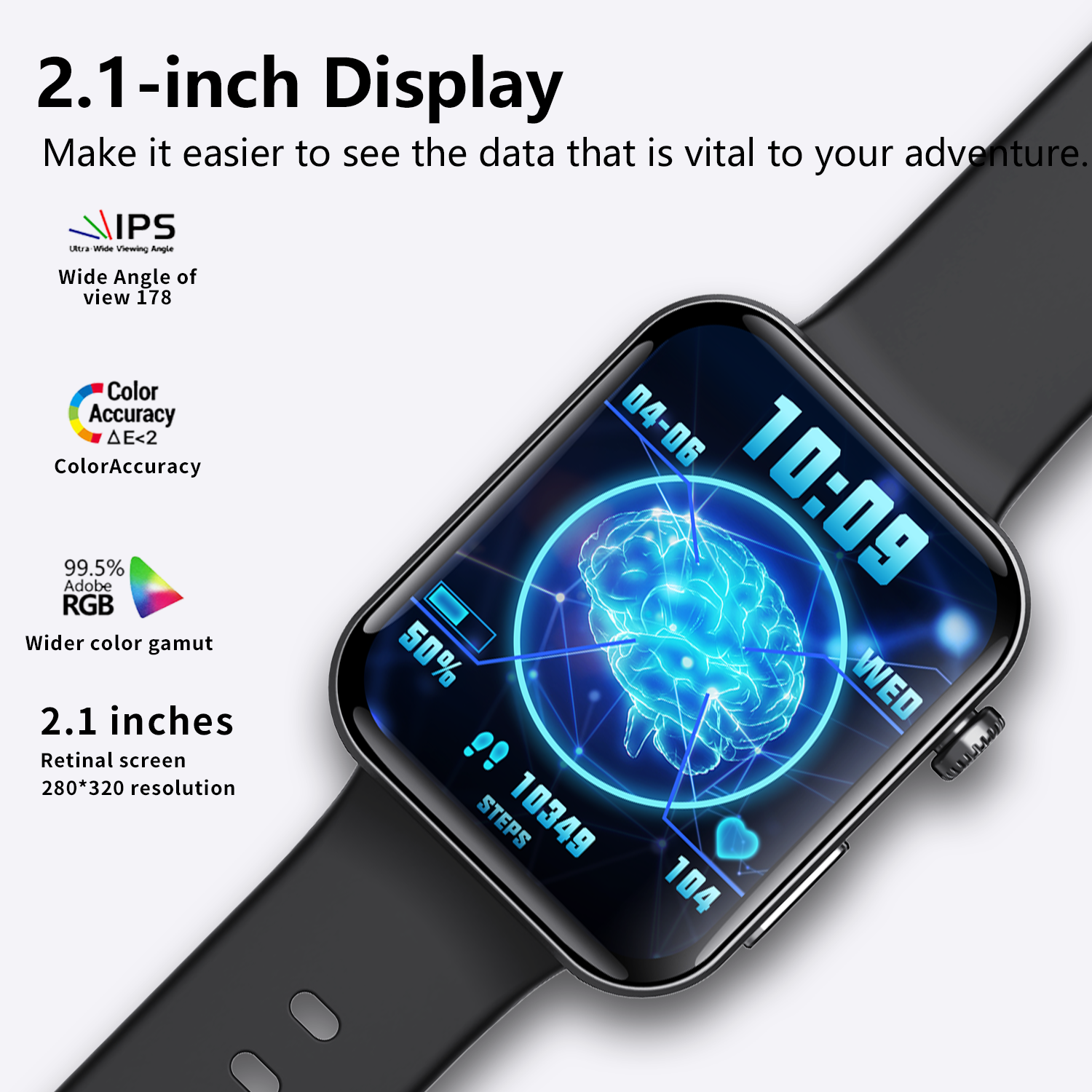 Smartwatch ECG Wautton – Pantalla 2.1" Monitor Glucosa, Presión y Temperatura