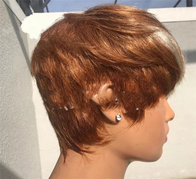 Peluca Corta con Reflejos Dorados y Marrones – Look Natural