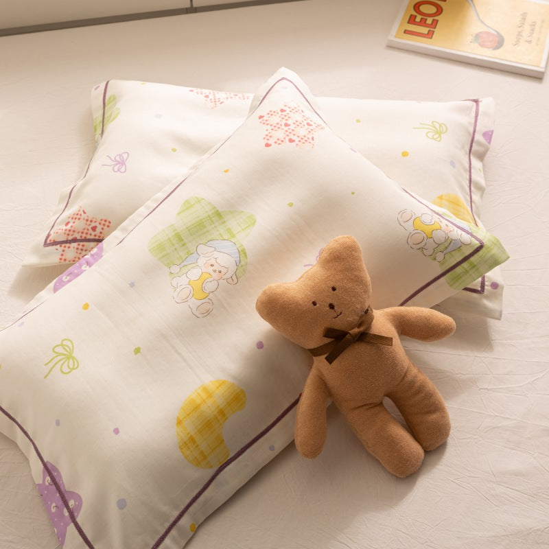 Par de Fundas de Almohada Infantil 0cm Gasa de Algodón Transpirable – 13 Colores