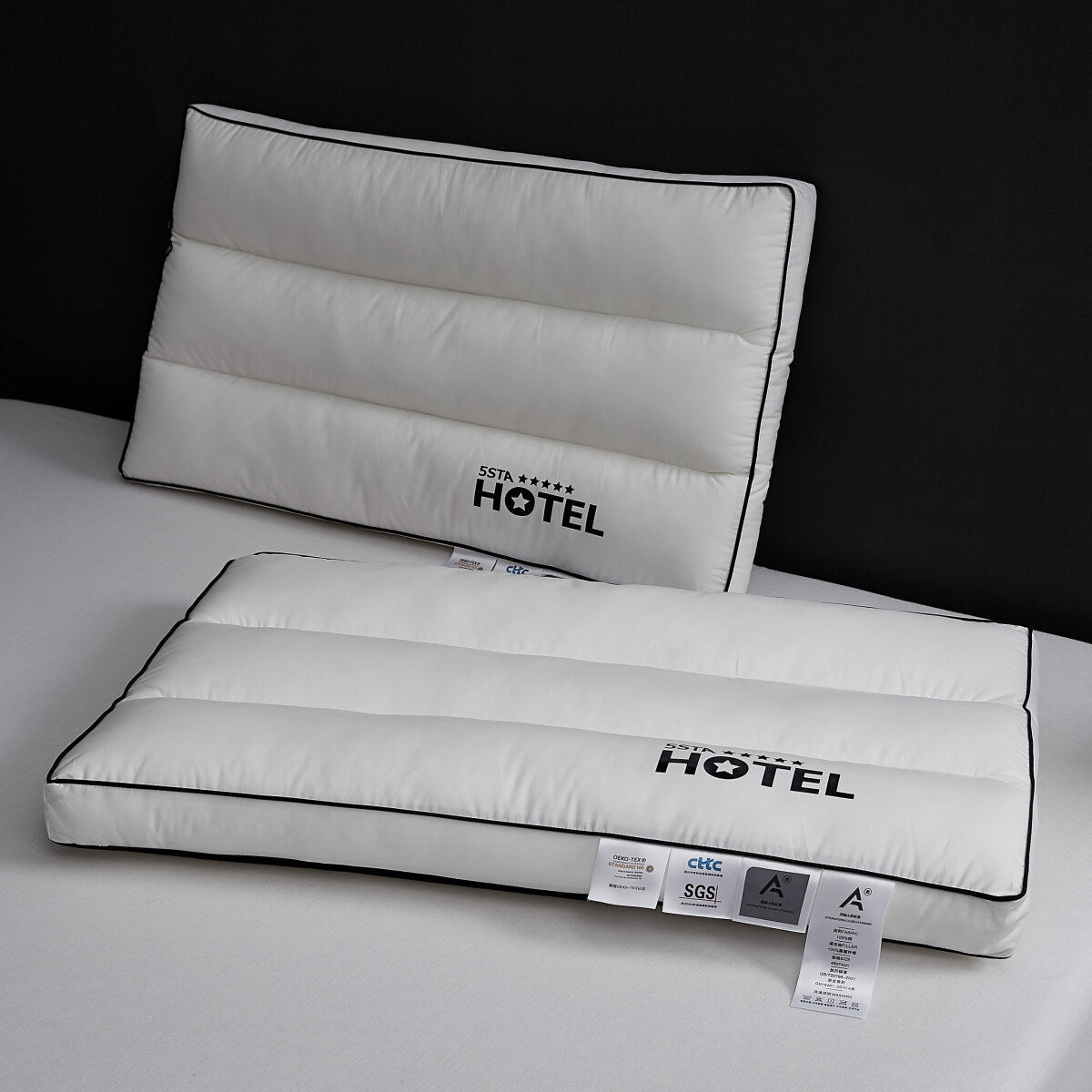 Set de 2 Almohadas 0cm Algodón 100% Estilo Hotel 5 Estrellas – 3 Alturas