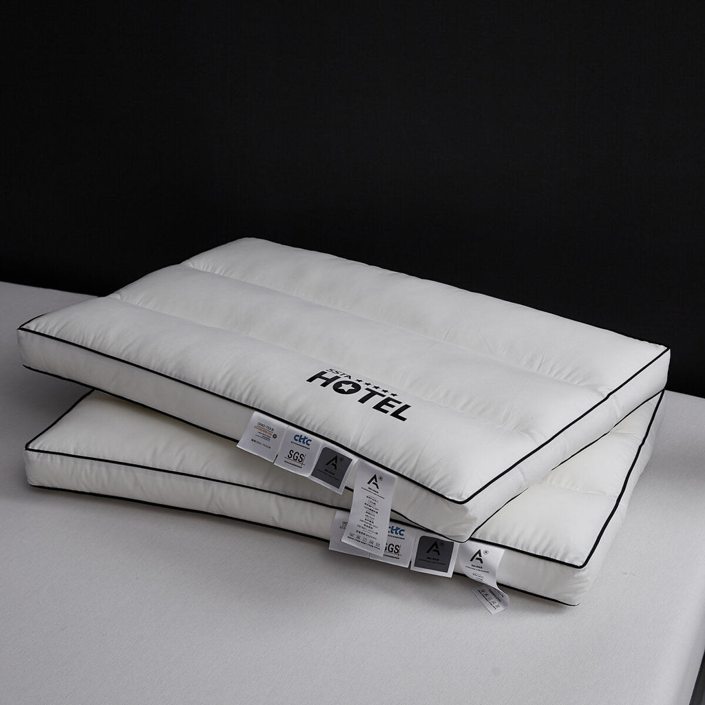 Set de 2 Almohadas 0cm Algodón 100% Estilo Hotel 5 Estrellas – 3 Alturas
