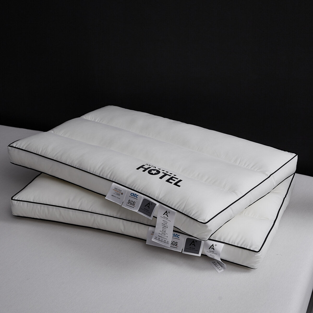 Set de 2 Almohadas 0cm Algodón 100% Estilo Hotel 5 Estrellas – 3 Alturas