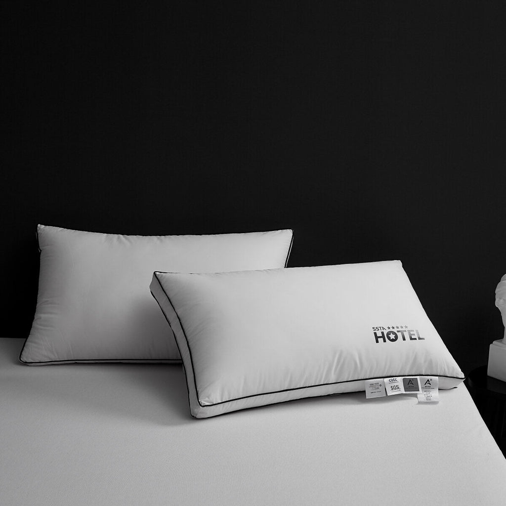 Set de 2 Almohadas 0cm Algodón 100% Estilo Hotel 5 Estrellas – 3 Alturas