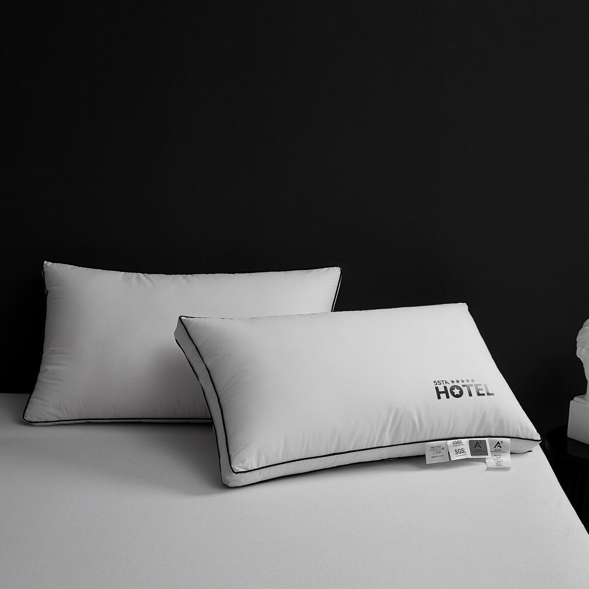 Set de 2 Almohadas 0cm Algodón 100% Estilo Hotel 5 Estrellas – 3 Alturas
