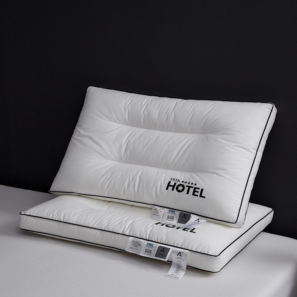 Set de 2 Almohadas 0cm Algodón 100% Estilo Hotel 5 Estrellas – 3 Alturas