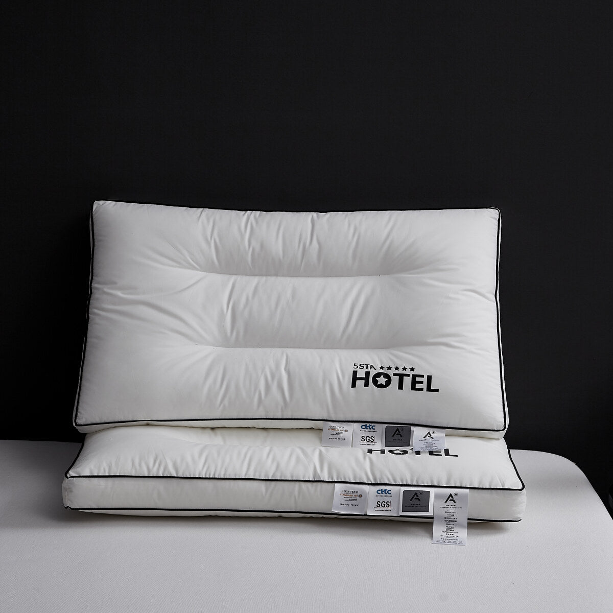 Set de 2 Almohadas 0cm Algodón 100% Estilo Hotel 5 Estrellas – 3 Alturas