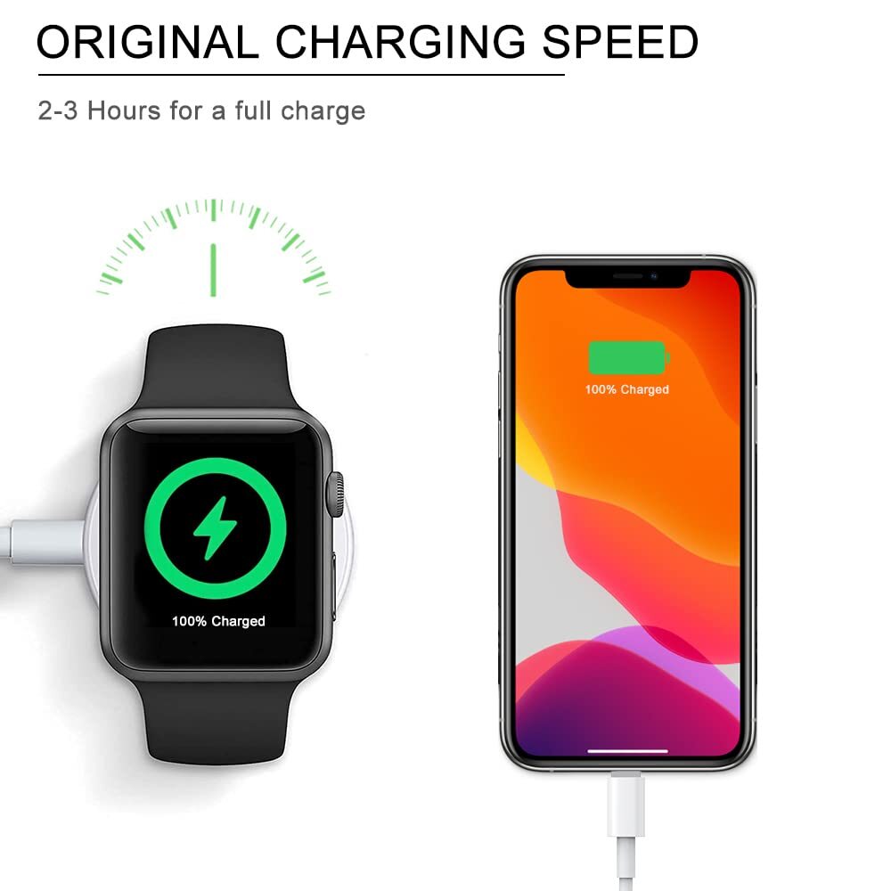 Cable Cargador Magnético USB 2 en 1 para Apple Watch Serie 10/9/8/7/6/5/4 y iPhone