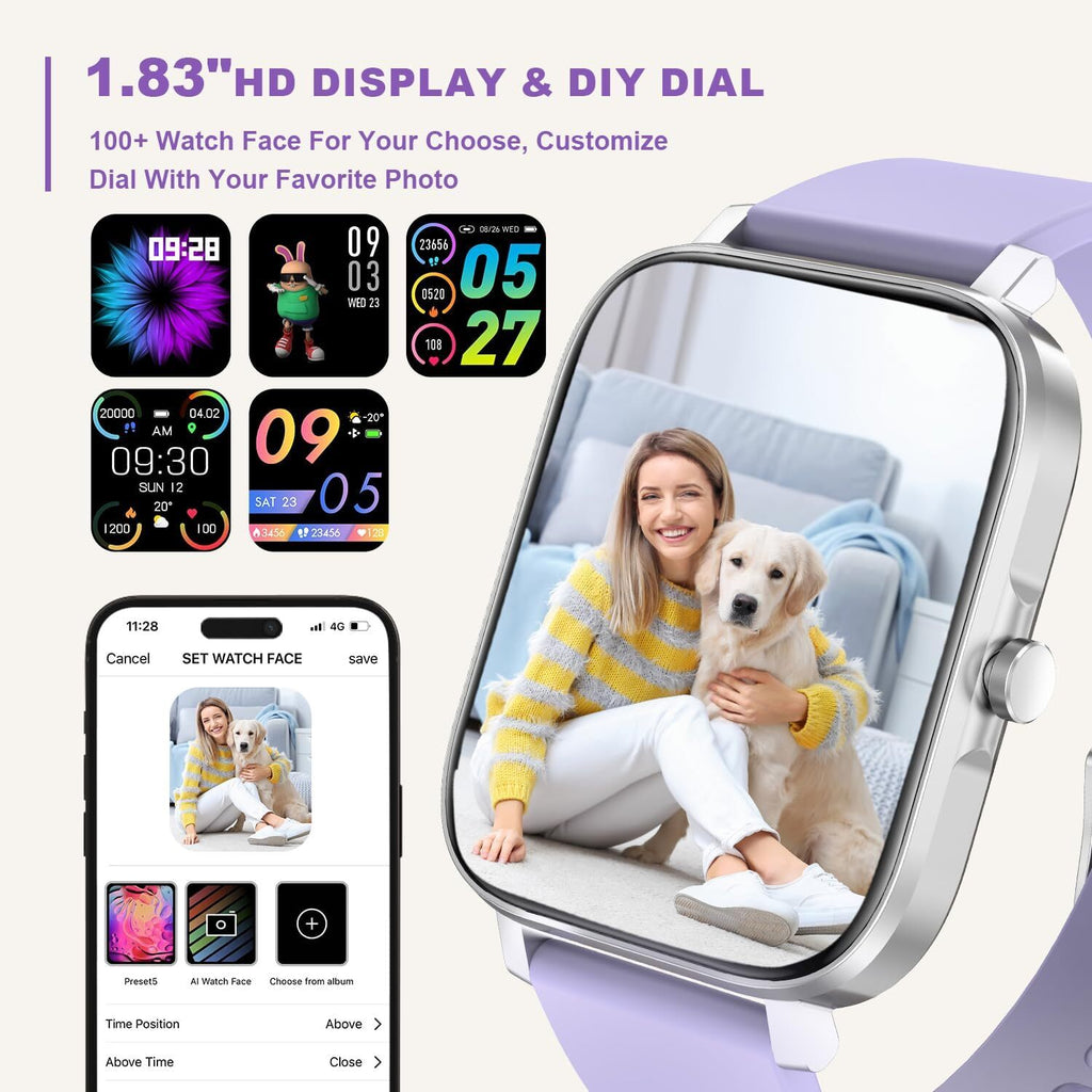Smartwatch Hombre Mujer Resistente al Agua Monitor de Frecuencia Cardíaca para iPhone 14 15 16 Pro Max