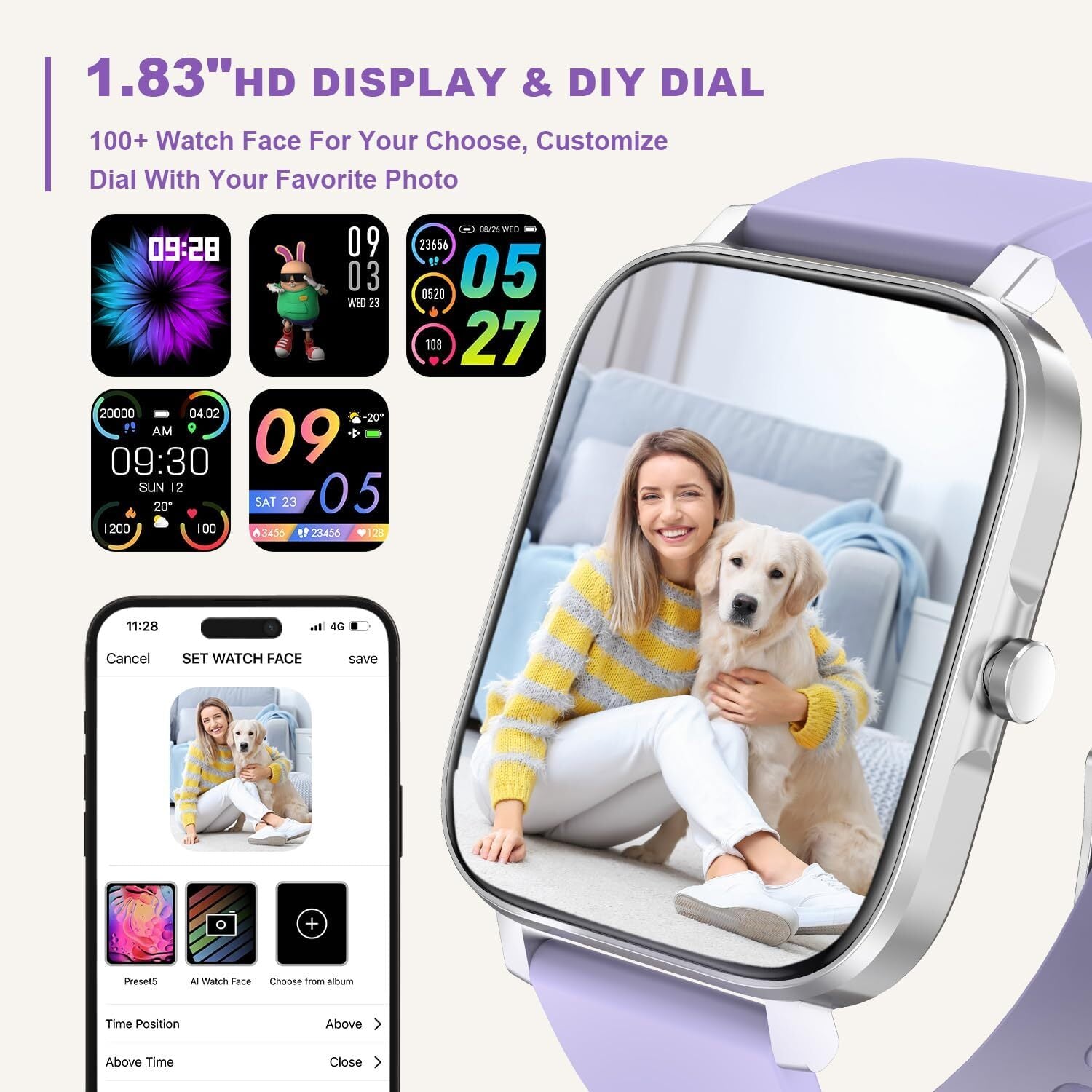 Smartwatch Hombre Mujer Resistente al Agua Monitor de Frecuencia Cardíaca para iPhone 14 15 16 Pro Max