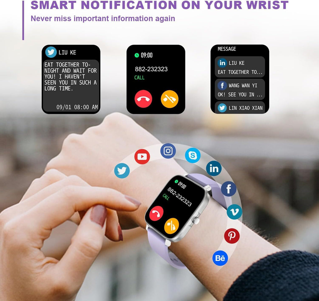 Smartwatch Hombre Mujer Resistente al Agua Monitor de Frecuencia Cardíaca para iPhone 14 15 16 Pro Max