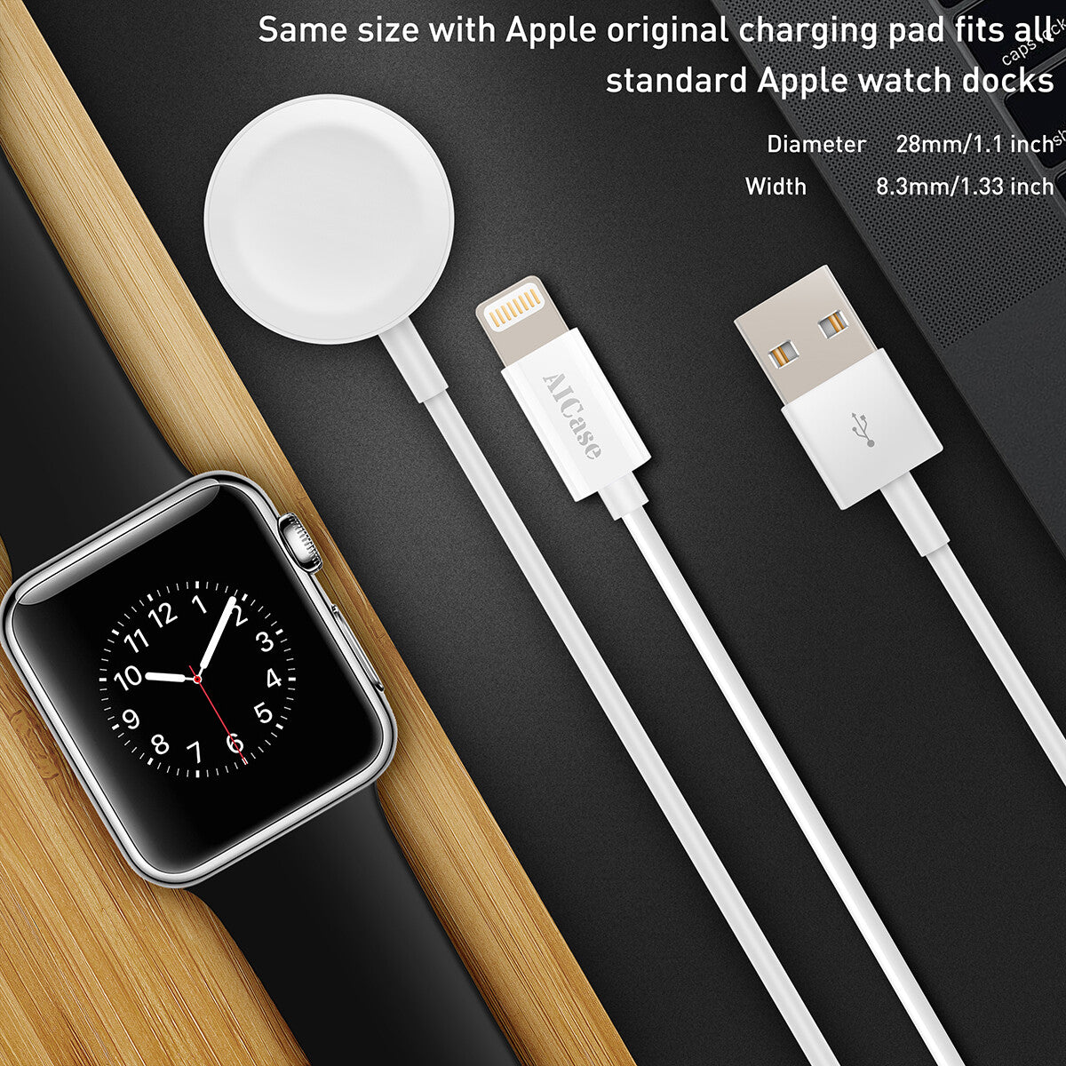 Cable Cargador Magnético USB 2 en 1 para Apple Watch Serie 10/9/8/7/6/5/4 y iPhone