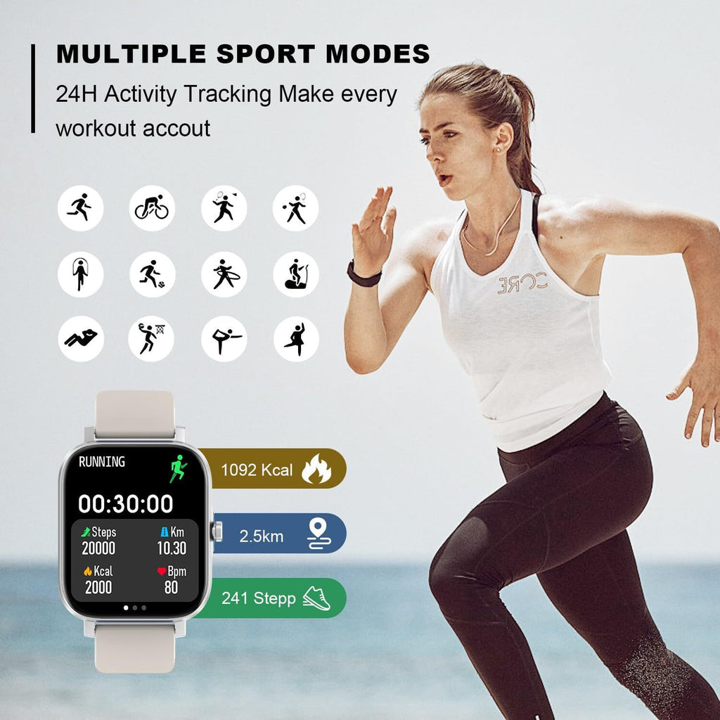 Smartwatch Hombre Mujer Resistente al Agua Monitor de Frecuencia Cardíaca para iPhone 14 15 16 Pro Max