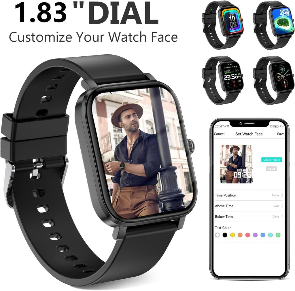 Smartwatch Hombre Mujer Resistente al Agua Monitor de Frecuencia Cardíaca para iPhone 14 15 16 Pro Max