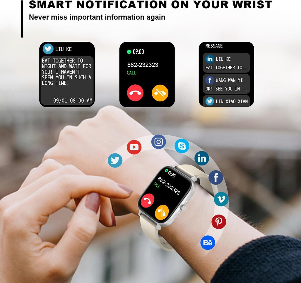 Smartwatch Hombre Mujer Resistente al Agua Monitor de Frecuencia Cardíaca para iPhone 14 15 16 Pro Max