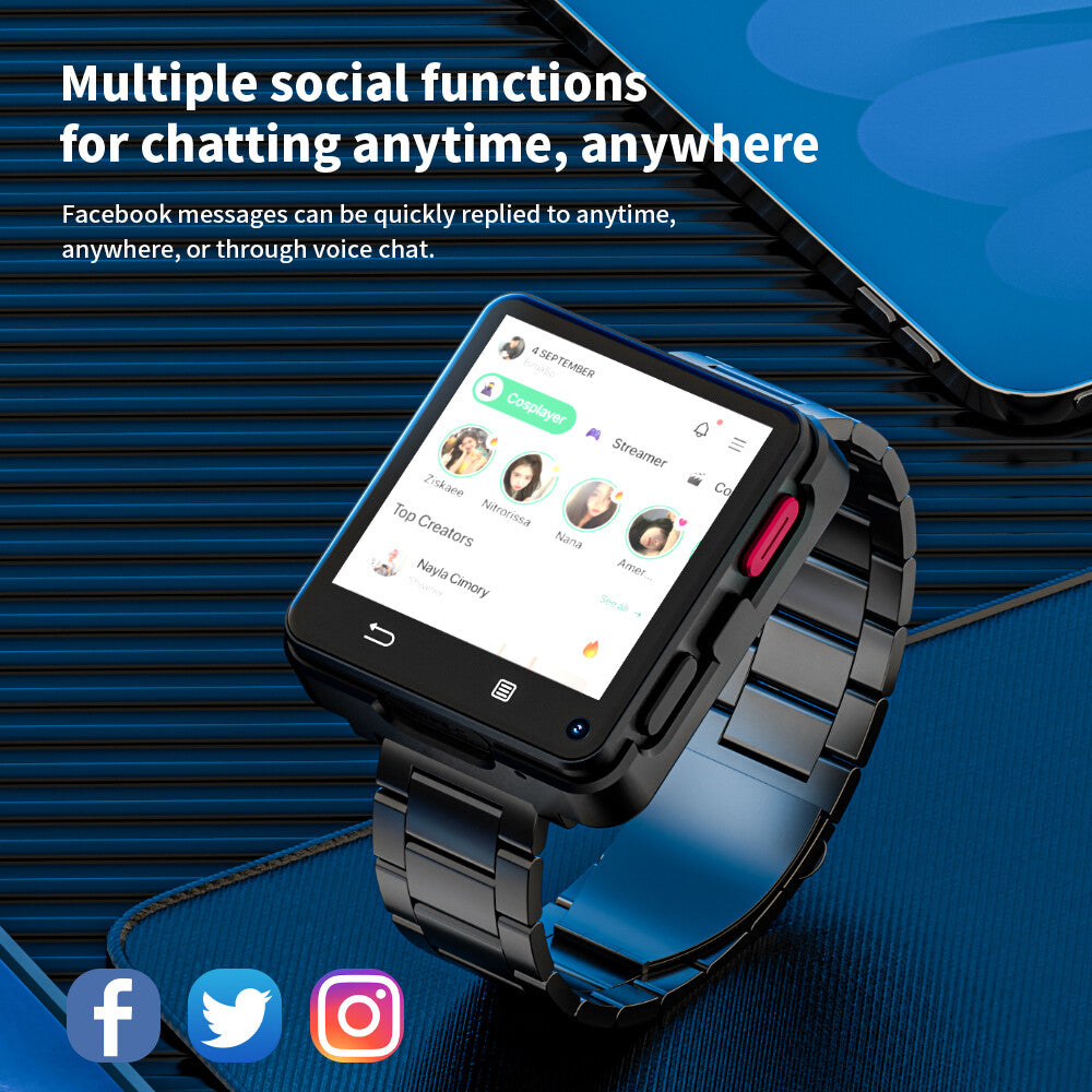 Smartwatch Teléfono 4G con Rastreador Fitness, Pantalla Táctil, Doble Cámara, GPS, WiFi y Videollamadas