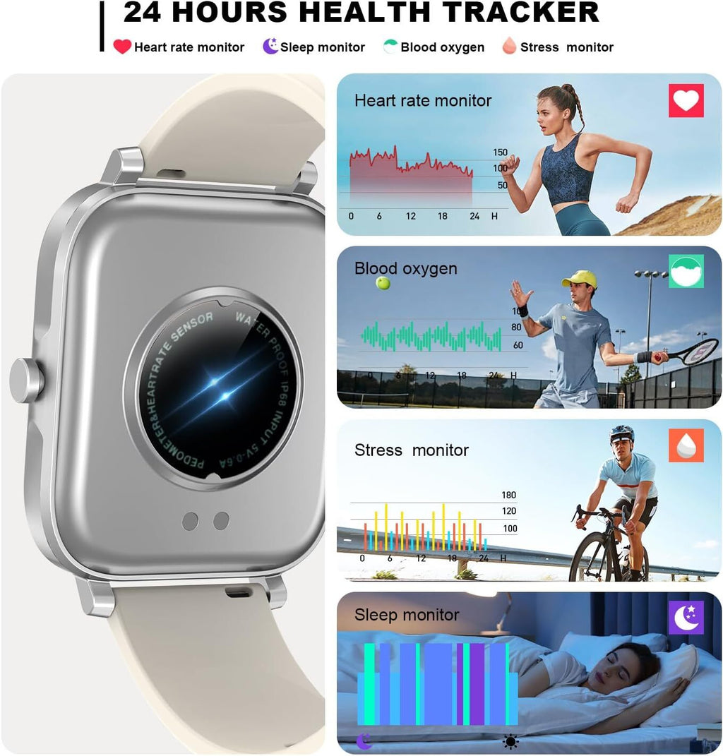 Smartwatch Hombre Mujer Resistente al Agua Monitor de Frecuencia Cardíaca para iPhone 14 15 16 Pro Max
