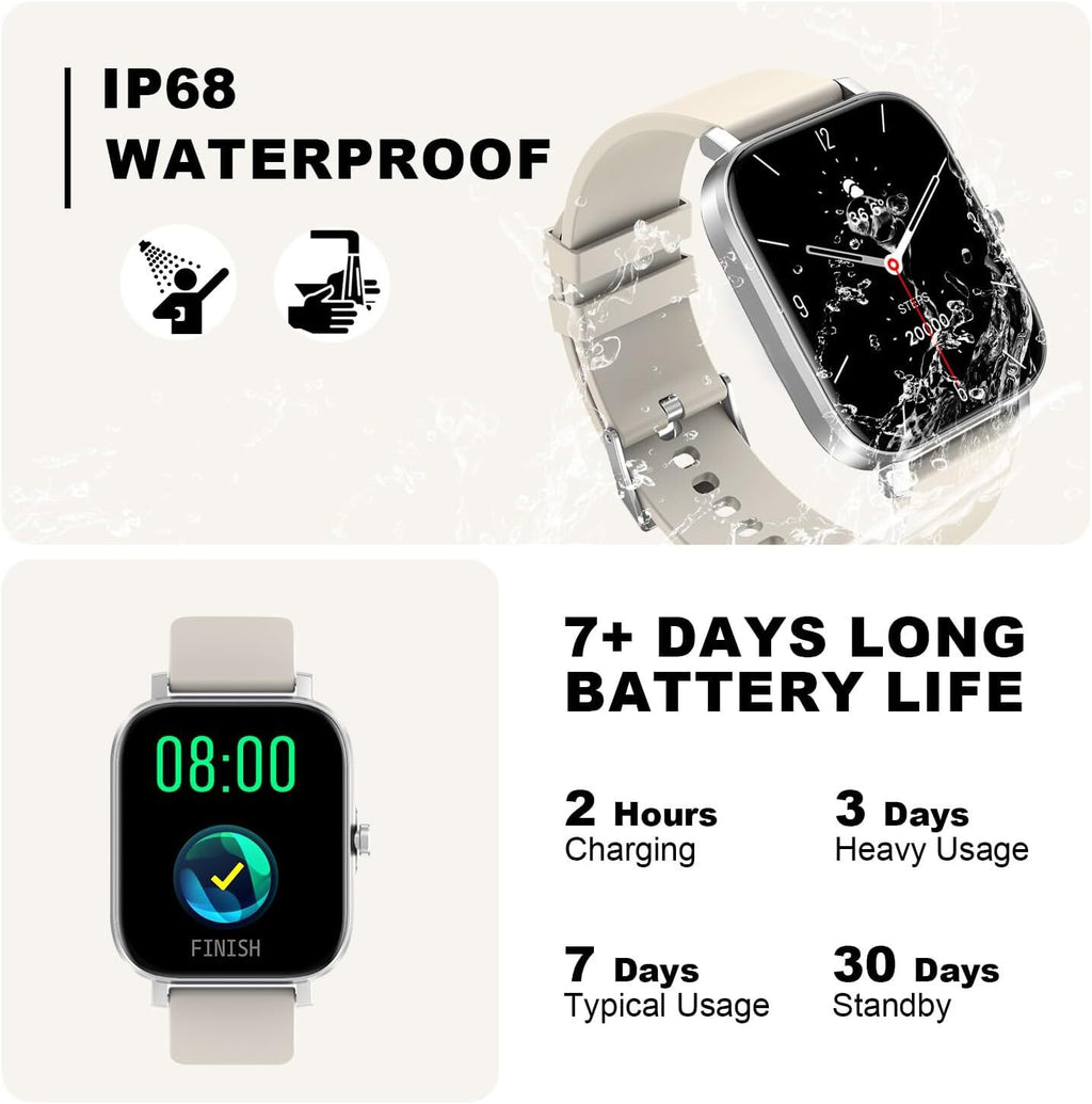 Smartwatch Hombre Mujer Resistente al Agua Monitor de Frecuencia Cardíaca para iPhone 14 15 16 Pro Max